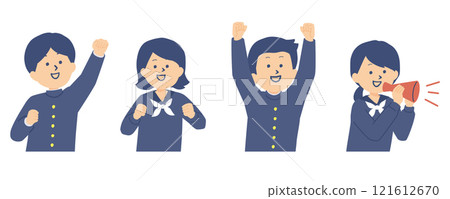 Illustration of students cheering Illustration of students cheering 121612670
