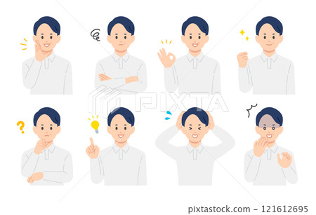 一組表情各異、姿勢各異的中年男子【人物向量圖素材】 一組表情各異、姿勢各異的中年男子【人物向量圖素材】 121612695