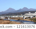 Mount Yufu and Mount Tsurumi photographed from Myogasaki Bridge in Oita City on New Year's Day 2025 121613076