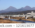 Mount Yufu and Mount Tsurumi photographed from Myogasaki Bridge in Oita City on New Year's Day 2025 121613077