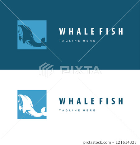 Simple whale logo sea animal silhouette design deep ocean concept big sea animal template illustration Simple whale logo sea animal silhouette design deep ocean concept big sea animal template illustration 121614325