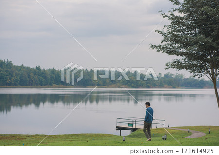 travel and people activity concept with cloud and sky with mountain and lake on foreground travel and people activity concept with cloud and sky with mountain and lake on foreground 121614925