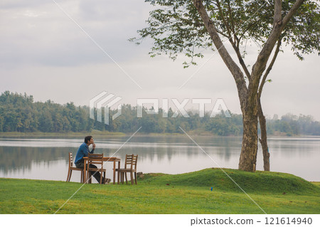 travel and people activity concept with cloud and sky with mountain and lake on foreground travel and people activity concept with cloud and sky with mountain and lake on foreground 121614940