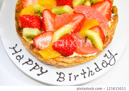 水果派的生日盤，俯視圖 121615011