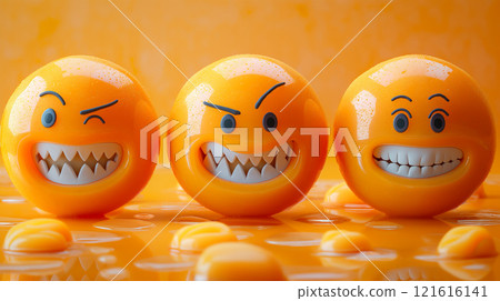 Abstract background of happy emojis with joyful expressions, positivity and fun times. Generative AI 121616141