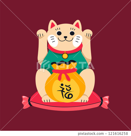 Lucky cat with money pouch Lucky cat with money pouch 121616258