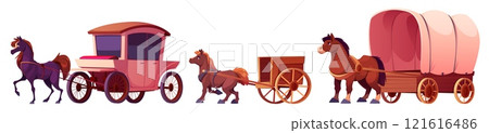 Historical cart and horse carriage set Historical cart and horse carriage set 121616486