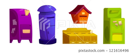 Vintage mailboxes set isolated on white 121616496