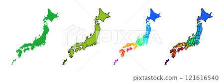 Silhouette of Japan, Line drawing of a map of Japan, Map of Japan divided into prefectures Silhouette of Japan, Line drawing of a map of Japan, Map of Japan divided into prefectures 121616540