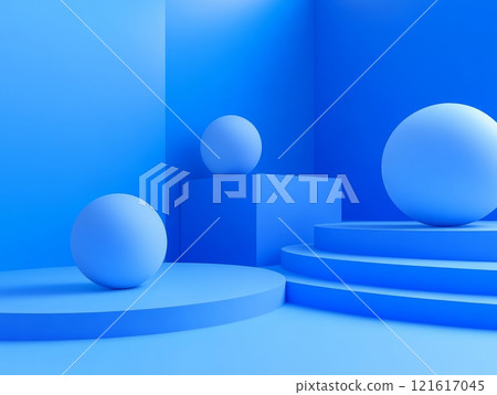 Blue gradient background, blue balls. 121617045