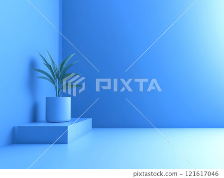 Blue gradient background, plant. 121617046