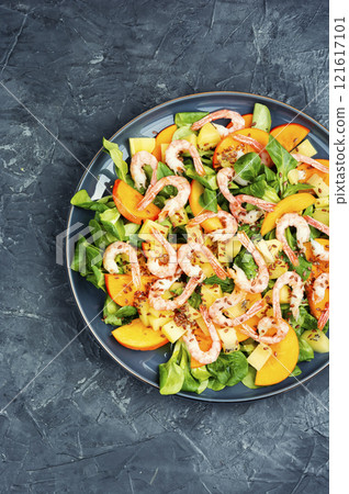 Fresh persimmon seafood salad. 121617101