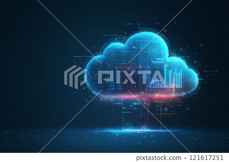 Cloud storage with digital icons. 121617251