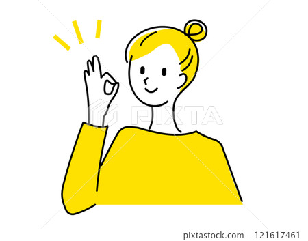 Illustration of a woman with an OK sign 121617461