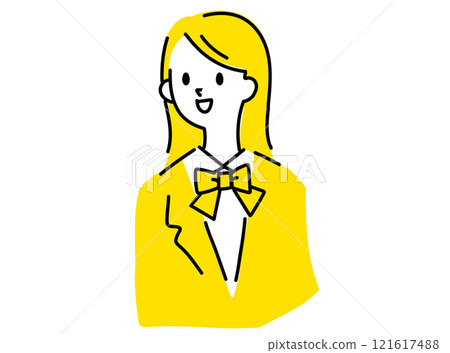 身穿制服、繫著緞帶的女學生的插圖 121617488