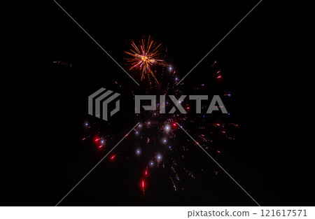 Festive fireworks in the night sky. Festive fireworks in the night sky. 121617571