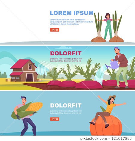 farmers. happy farmers with self rich harvest of fruits and vegetables. Vector background farmers. happy farmers with self rich harvest of fruits and vegetables. Vector background 121617893