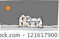 hand drawn architectural sketch of lonely  classic detached village in the country 121617900