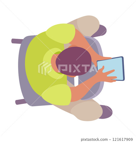 Sitting Man Office Worker on Chair Above View Vector Illustration Sitting Man Office Worker on Chair Above View Vector Illustration 121617909
