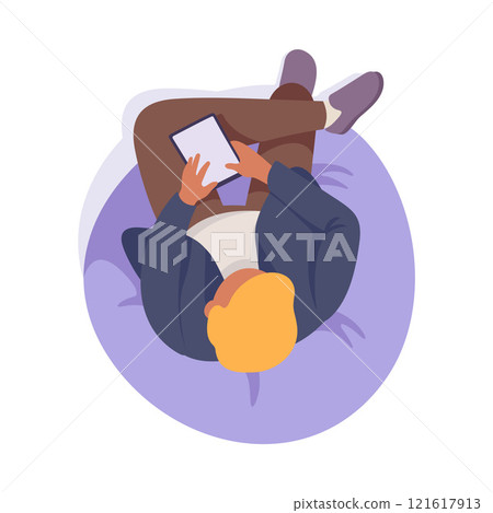 Sitting Man Office Worker on Chair Above View Vector Illustration 121617913