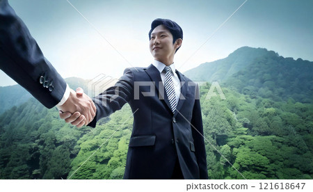 Businessmen shaking hands (AI generated image) Businessmen shaking hands (AI generated image) 121618647