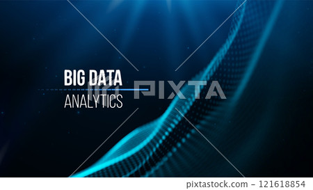 Big data visualization with a dynamic blue grid. Data connect dots technology background vector. Big data visualization with a dynamic blue grid. Data connect dots technology background vector. 121618854