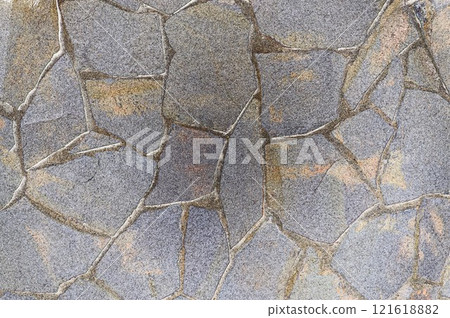 Illustration CG image of irregular stone masonry retaining wall 121618882
