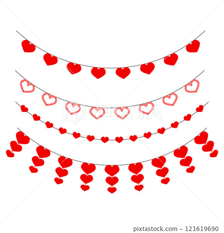 Heart garland pennant valentine day holiday set 121619690