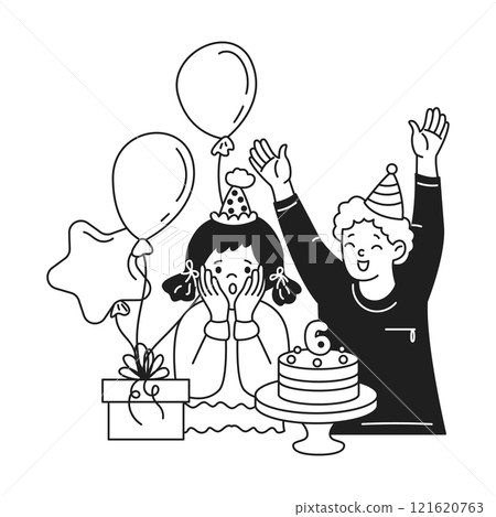 Birthday party for little children doodle linear icon Birthday party for little children doodle linear icon 121620763