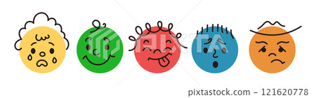 Simple doodle emojis showing feelings flat vector icon set Simple doodle emojis showing feelings flat vector icon set 121620778