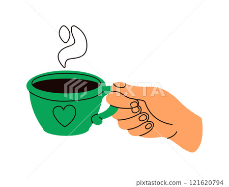 Hand holding cup of coffee flat color vector illustration Hand holding cup of coffee flat color vector illustration 121620794