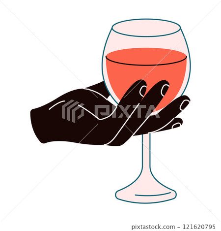 Hand holding glass of wine flat color vector illustration Hand holding glass of wine flat color vector illustration 121620795