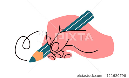 Hand drawing with pencil flat color vector illustration 121620796
