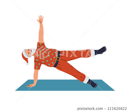 Flexible Santa practicing yoga flat color vector character 121620822