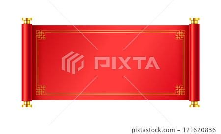Mockup Chinese scroll for New Year realistic illustration Mockup Chinese scroll for New Year realistic illustration 121620836