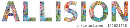 Word ALLISION. Vector zentangle object for decoration Word ALLISION. Vector zentangle object for decoration 121621338