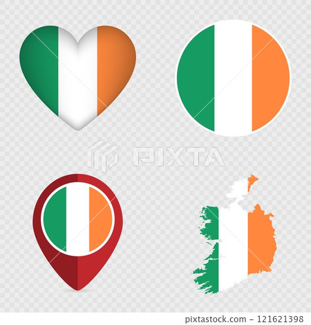 Ireland Flag Icons Pack. Vector illustration. 121621398
