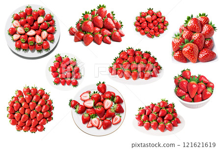 Bunch of strawberries on a plate on isolated background Bunch of strawberries on a plate on isolated background 121621619