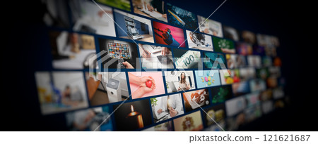 Media concept video wall with small screens Media concept video wall with small screens 121621687