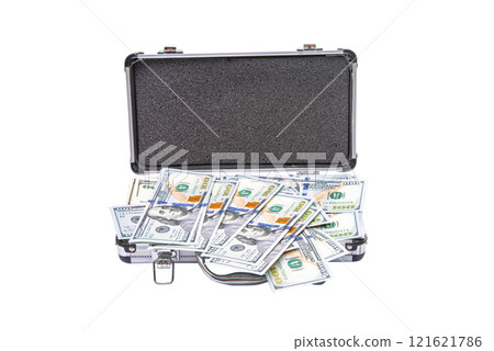 suitcase with dollars isolated suitcase with dollars isolated 121621786