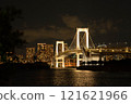 The illuminated Rainbow Bridge shining in the night sky 121621966