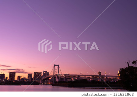 Tokyo Bay Area glowing in the sunset Tokyo Bay Area glowing in the sunset 121621968