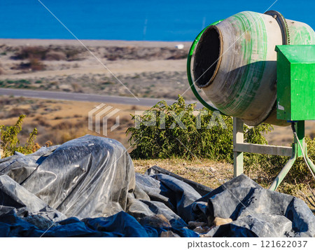 Cement mixer at construction site 121622037