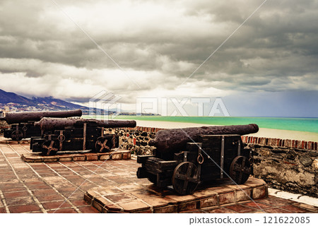 Old cannon at Sohail castle in Fuengirola, Spain Old cannon at Sohail castle in Fuengirola, Spain 121622085