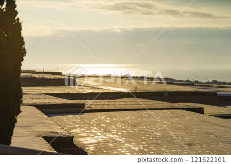 Plastic greenhouses on coast, Spain 121622101