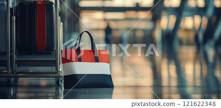 Stylish Color Block Tote Bag for Travel at Modern Airport Terminal 121622348
