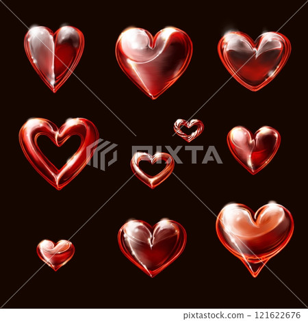 Set of red hearts. Seamless pattern with hearts. Repeating texture for Valentine's day decoration.   121622676