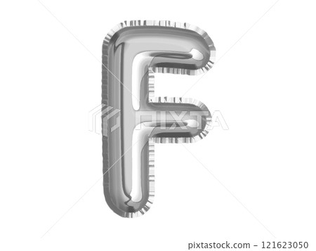 Silver alphabet F air balloon for baby shower celebrate birthday decoration party on transparent background 121623050