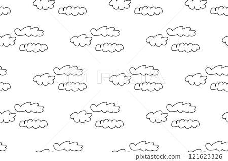 Black and White Pattern of Cartoon Clouds Black and White Pattern of Cartoon Clouds 121623326
