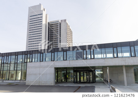Tall modern hospital building in Herlev, Denmark. 121623476